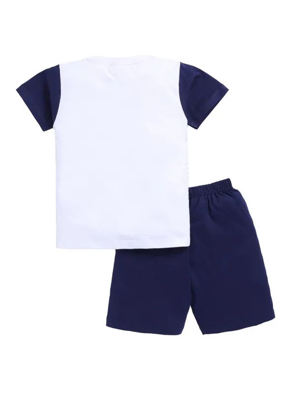 White_And_Blue_Cotton_T-Shirt_Shorts_Set_For_Boys