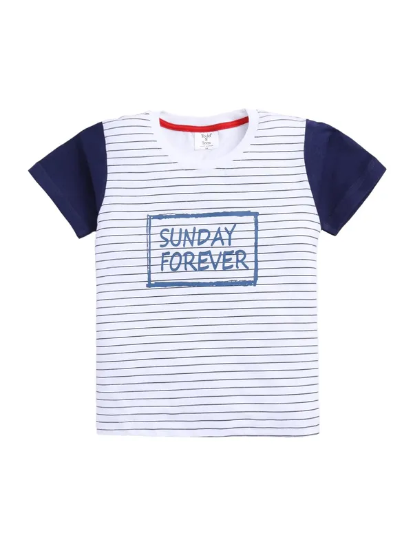White_And_Blue_Cotton_T-Shirt_Shorts_Set_For_Boys
