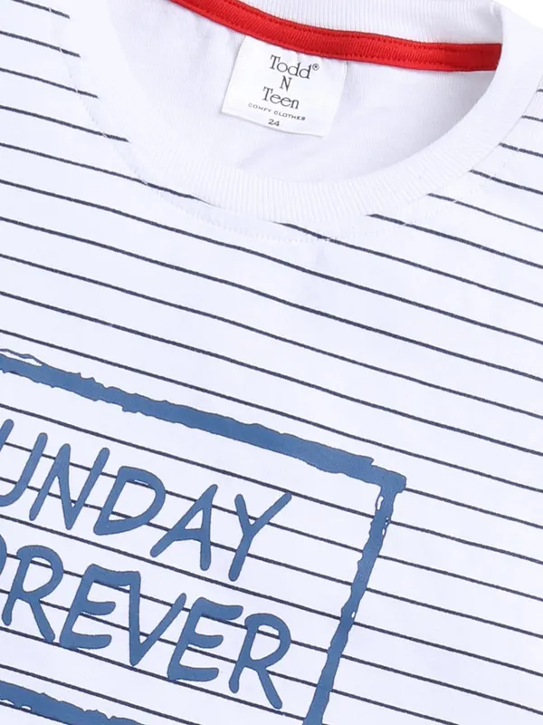 White_And_Blue_Cotton_T-Shirt_Shorts_Set_For_Boys