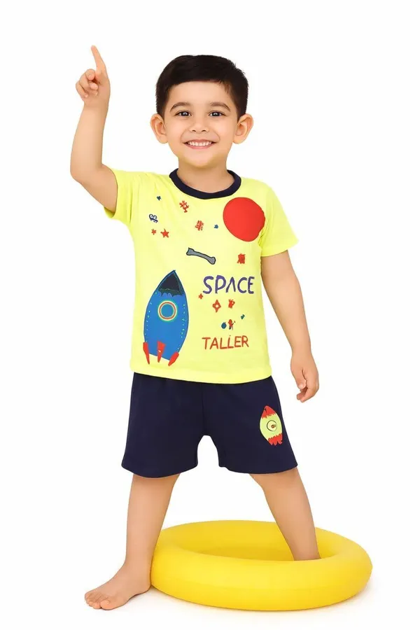 Yellow_Cotton_T-Shirt_Shorts_Set_For_Boys