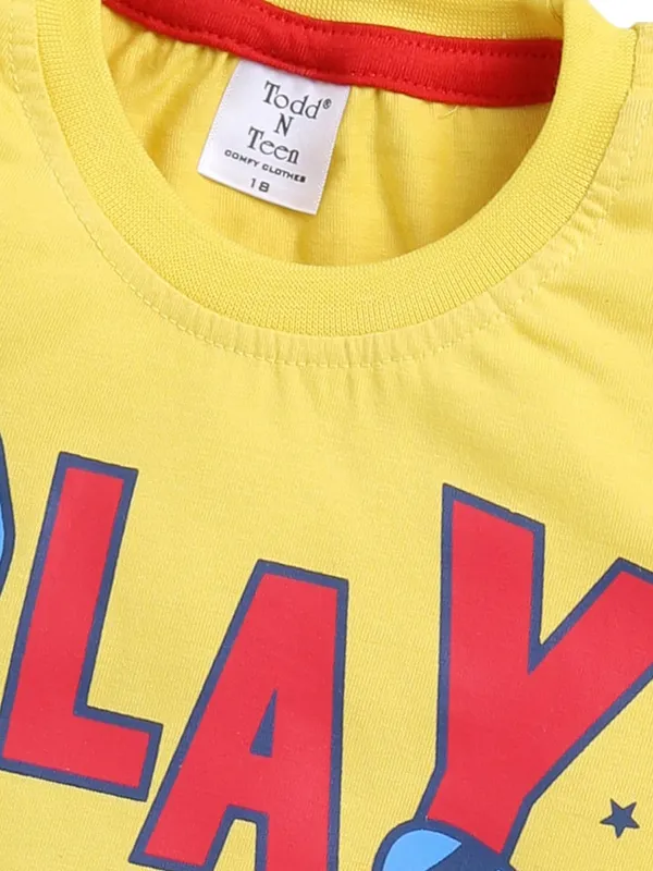 Yellow_Cotton_T-Shirt_Shorts_Set_For_Boys