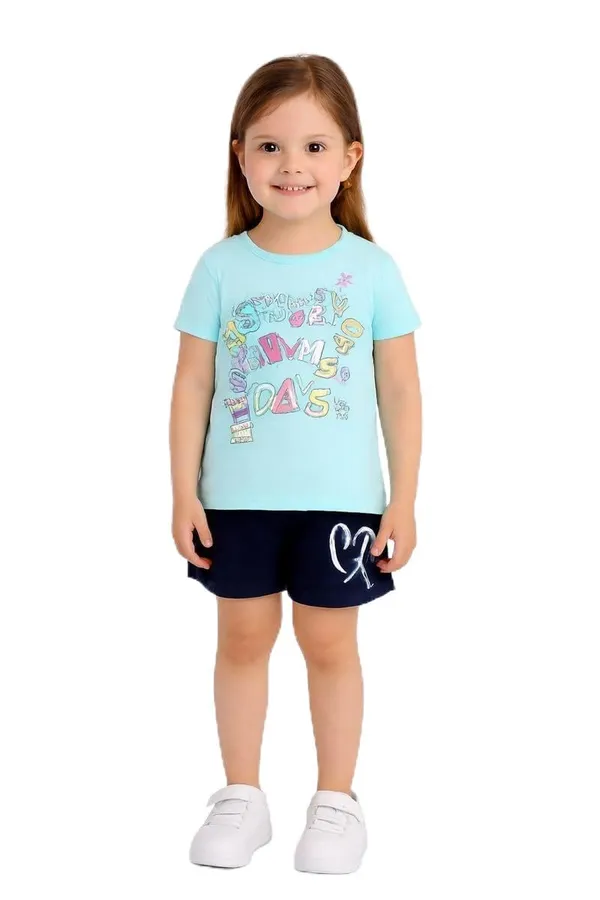 Blue_Cotton_T-Shirt_Shorts_Set_For_Girls
