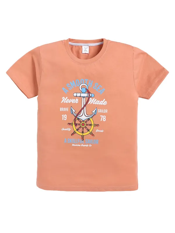 Peach_And_White_Cotton_T-Shirt_Track_Pant_Joggers_Set_For_Boys