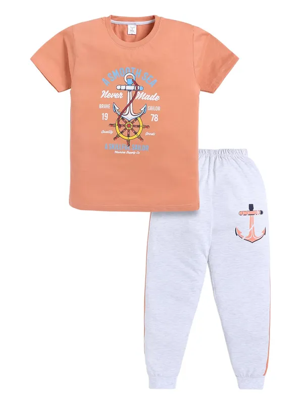 Peach_And_White_Cotton_T-Shirt_Track_Pant_Joggers_Set_For_Boys