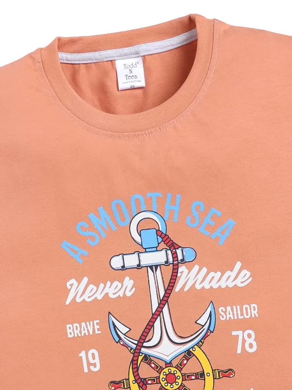 Peach_And_White_Cotton_T-Shirt_Track_Pant_Joggers_Set_For_Boys