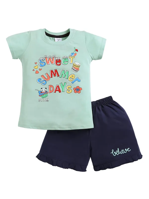 Green_And_Navy_Cotton_T-Shirt_Shorts_Set_For_Girls