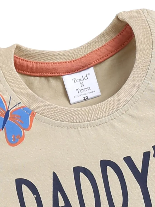 Beige_And_Orange_Cotton_T-Shirt_Shorts_Set_For_Girls