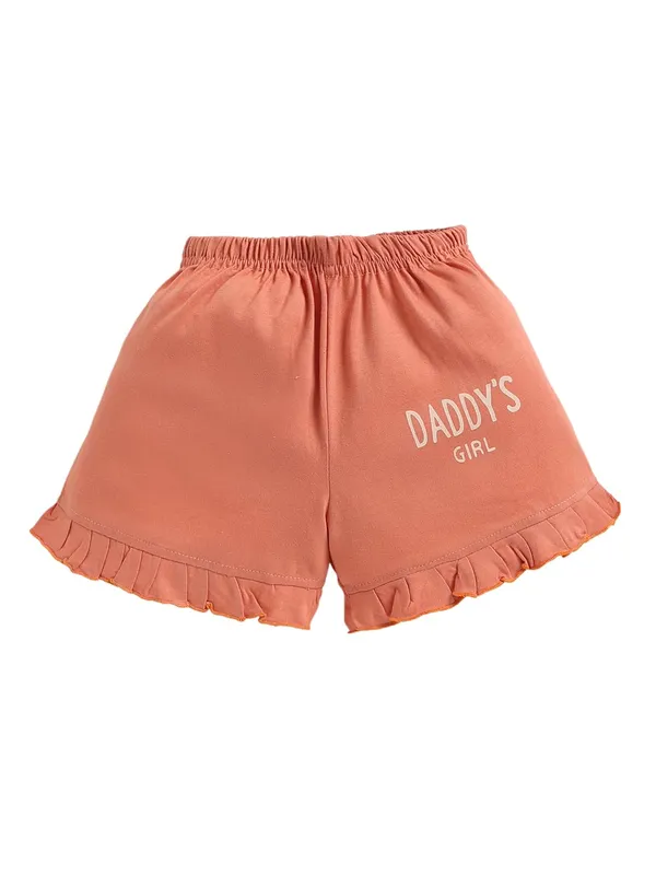 Beige_And_Orange_Cotton_T-Shirt_Shorts_Set_For_Girls