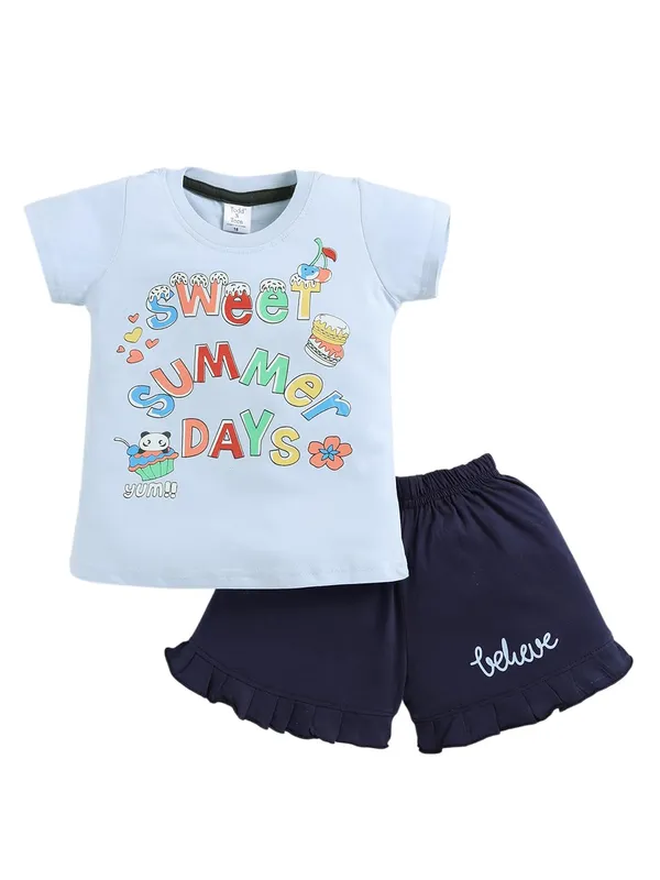 Sky_And_Navy_Cotton_T-Shirt_Shorts_Set_For_Girls