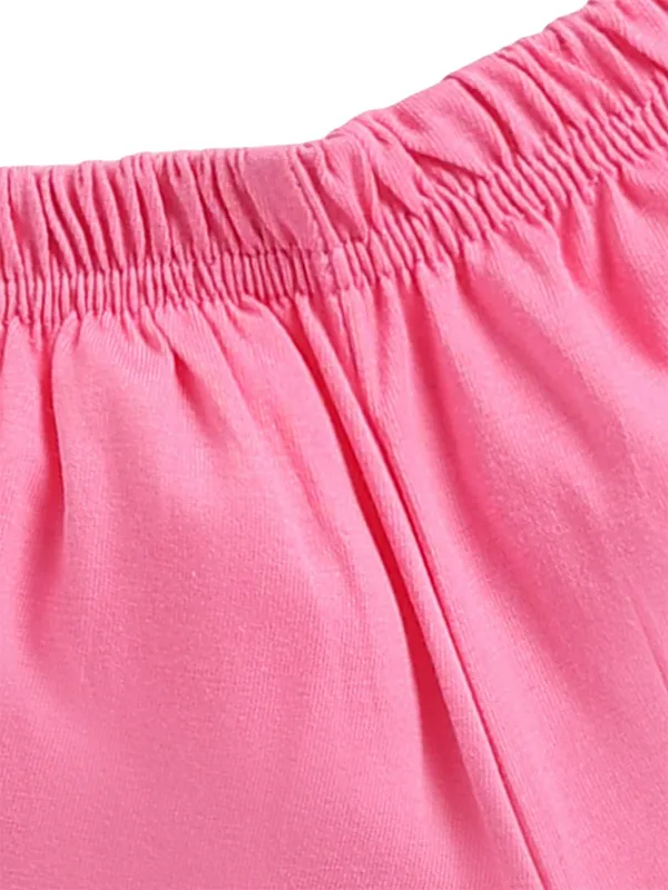 Pink_Cotton_T-Shirt_Shorts_Set_For_Girls