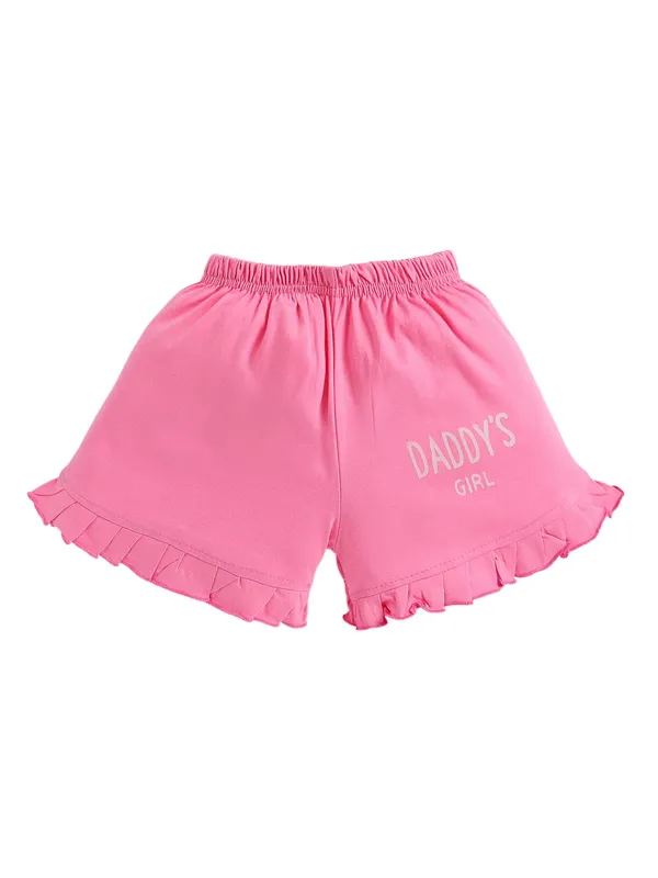 Pink_Cotton_T-Shirt_Shorts_Set_For_Girls