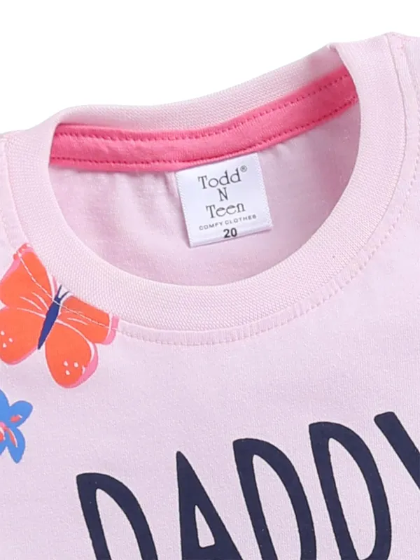 Pink_Cotton_T-Shirt_Shorts_Set_For_Girls