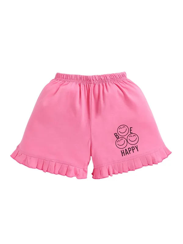 Pink_Cotton_T-Shirt_Shorts_Set_For_Girls