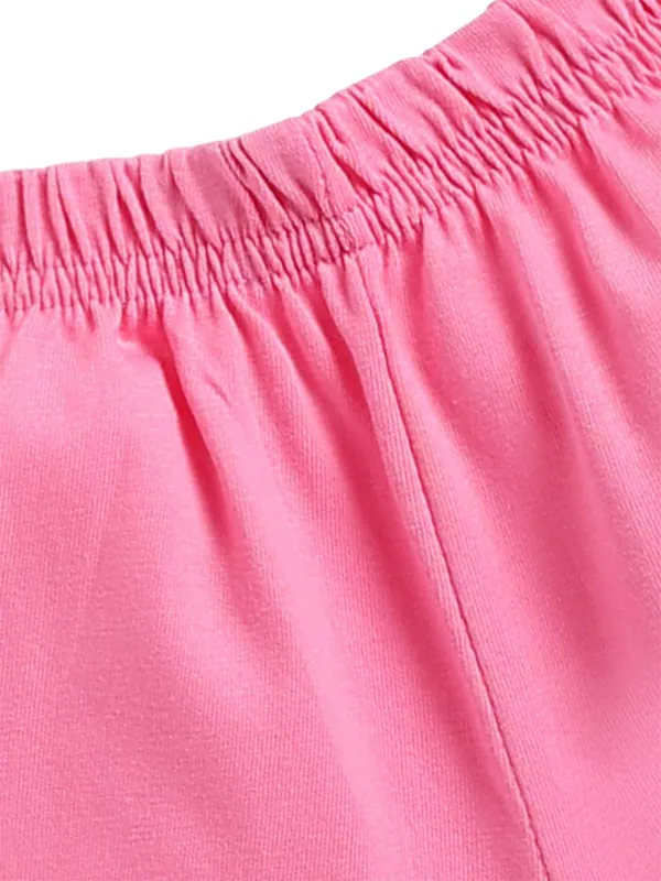 Pink_Cotton_T-Shirt_Shorts_Set_For_Girls