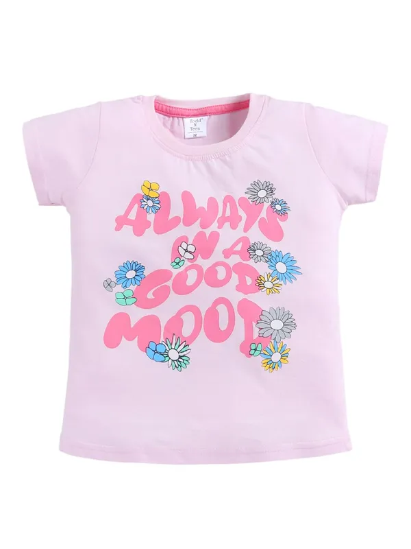 Pink_Cotton_T-Shirt_Shorts_Set_For_Girls