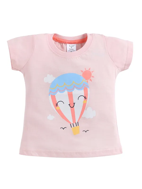 Pink_And_Orange_Cotton_T-Shirt_Shorts_Set_For_Girls