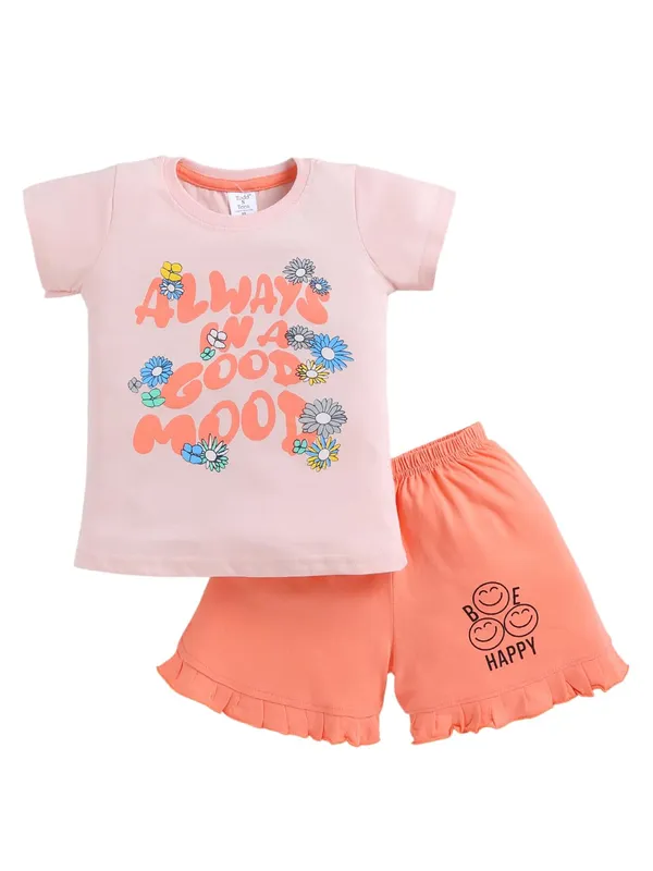 Pink_And_Orange_Cotton_T-Shirt_Shorts_Set_For_Girls