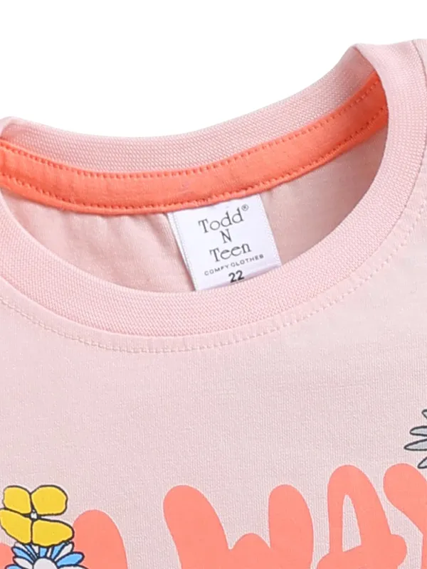 Pink_And_Orange_Cotton_T-Shirt_Shorts_Set_For_Girls