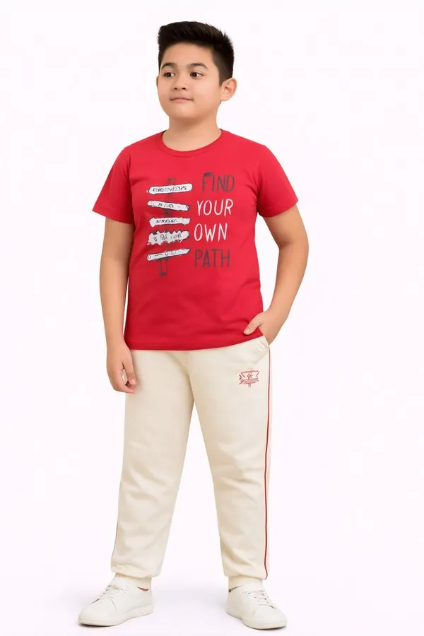 Red_Cotton_T-Shirt_Track_Pant_Joggers_Set_For_Boys