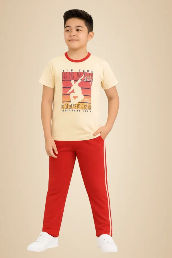 Beige_And_Red_Cotton_T-Shirt_Track_Pant_Joggers_Set_For_Boys