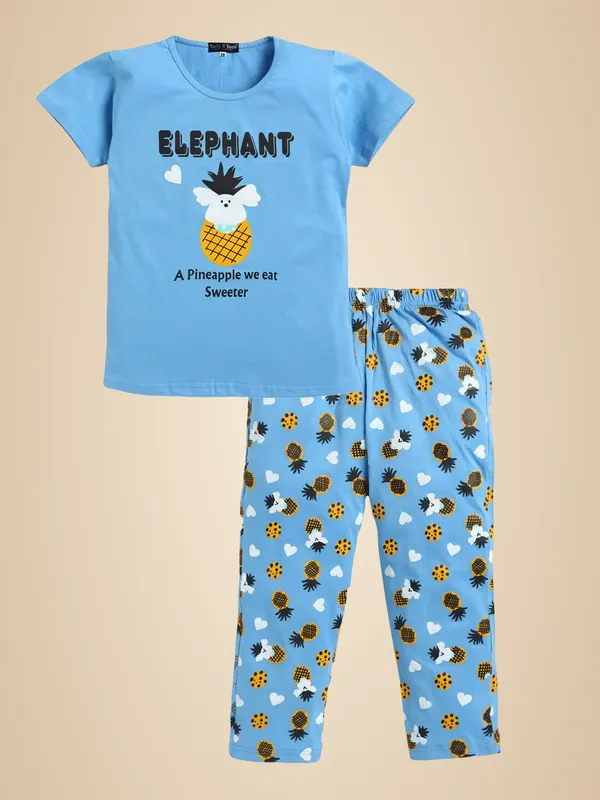 Blue_Cotton_T-Shirt_Pajama_Night_Suit_Set_For_Girls