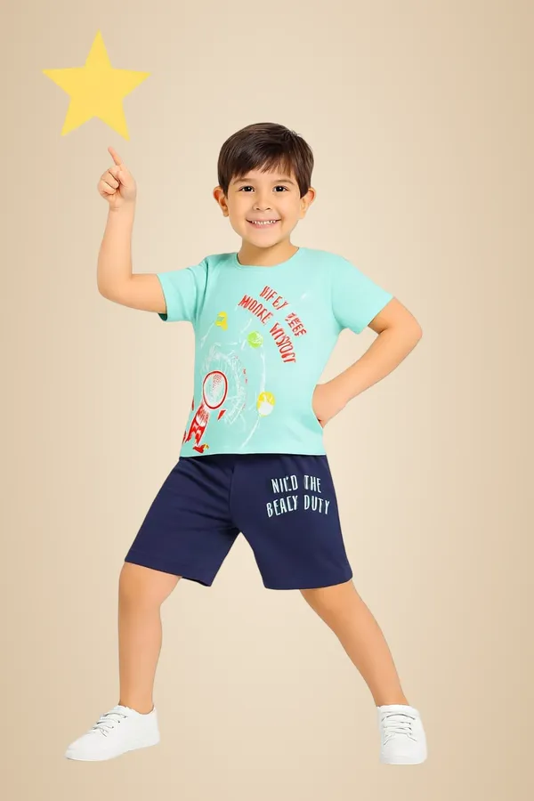 Green_Cotton_T-Shirt_Shorts_Set_For_Boys