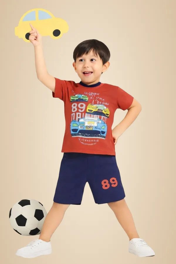 Red_And_Blue_Cotton_T-Shirt_Shorts_Set_For_Boys