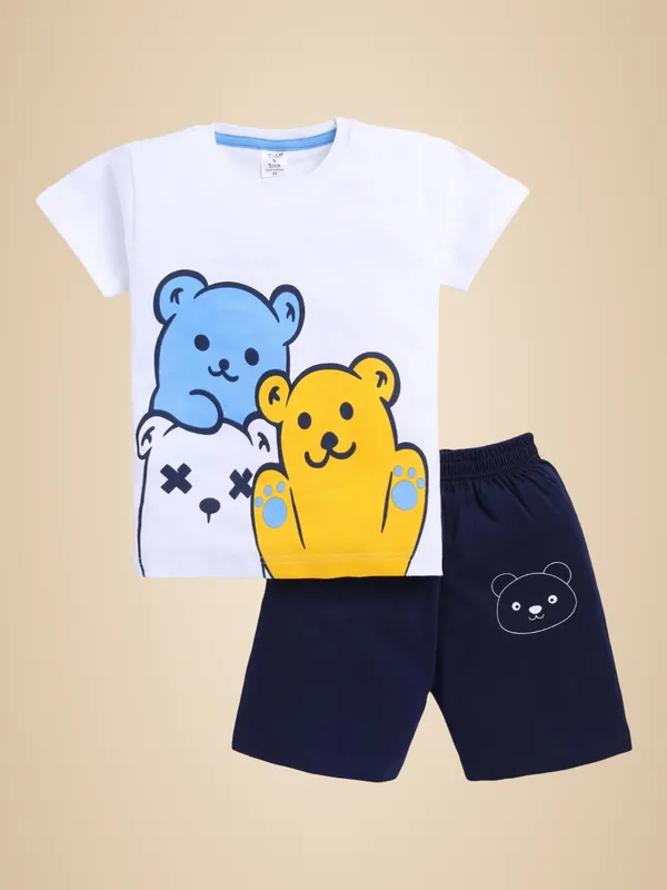 Ivory_And_White_Cotton_T-Shirt_Shorts_Set_For_Boys