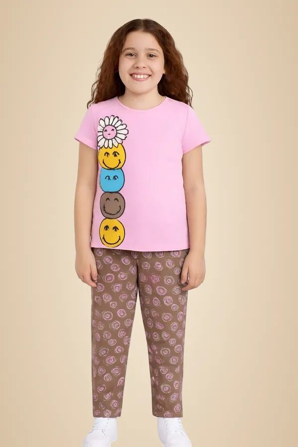 Pink_Cotton_T-Shirt_Pajama_Night_Suit_Set_For_Girls
