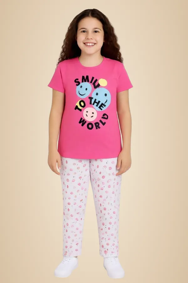 Pink_Cotton_T-Shirt_Pajama_Night_Suit_Set_For_Girls