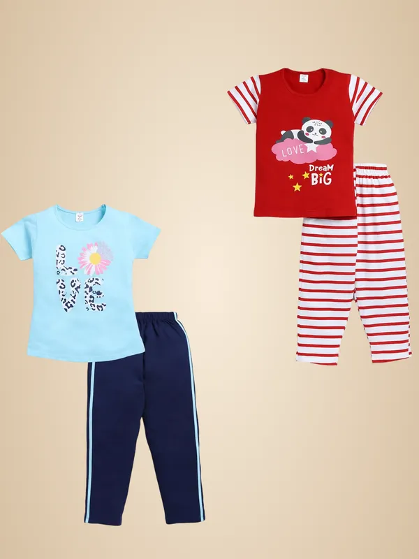 Multicolor_Cotton_T-Shirt_Pajama_Night_Suit_Combo_For_Girls_Pack_Of_2