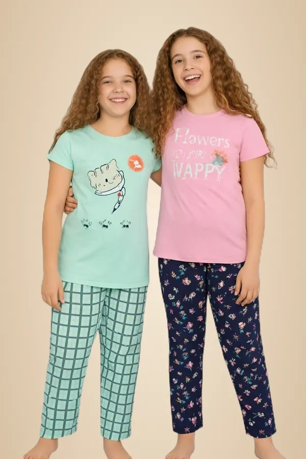 Multicolor_Cotton_T-Shirt_Pajama_Night_Suit_Combo_For_Girls_Pack_Of_2