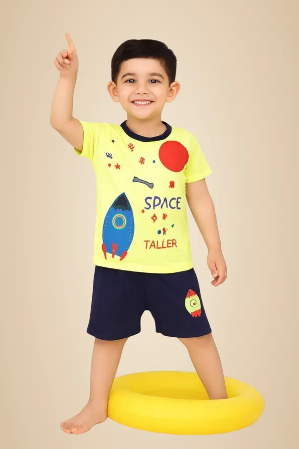 Yellow_Cotton_T-Shirt_Shorts_Set_For_Boys