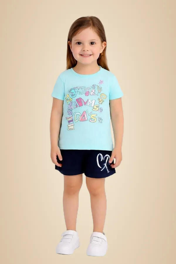 Blue_Cotton_T-Shirt_Shorts_Set_For_Girls