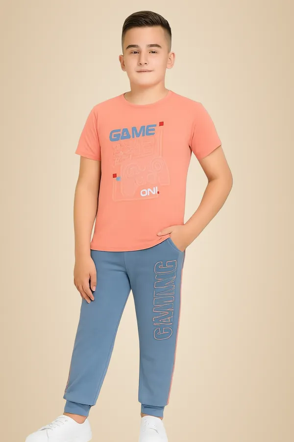 Peach_And_Grey_Cotton_T-Shirt_Track_Pant_Joggers_Set_For_Boys