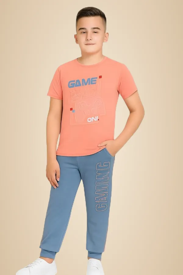 Peach_And_Grey_Cotton_T-Shirt_Track_Pant_Joggers_Set_For_Boys