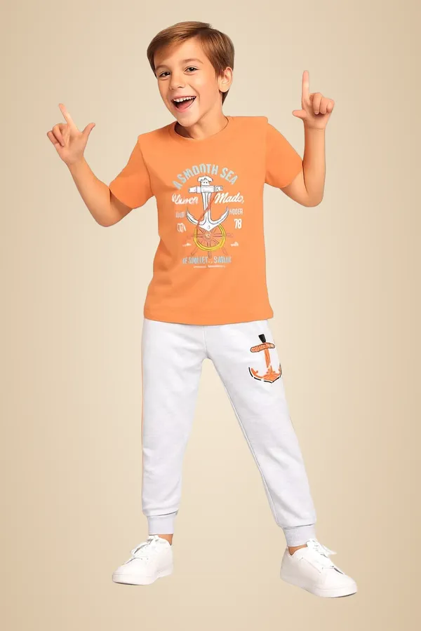 Peach_And_White_Cotton_T-Shirt_Track_Pant_Joggers_Set_For_Boys