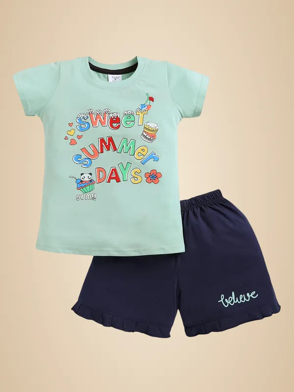 Green_And_Navy_Cotton_T-Shirt_Shorts_Set_For_Girls