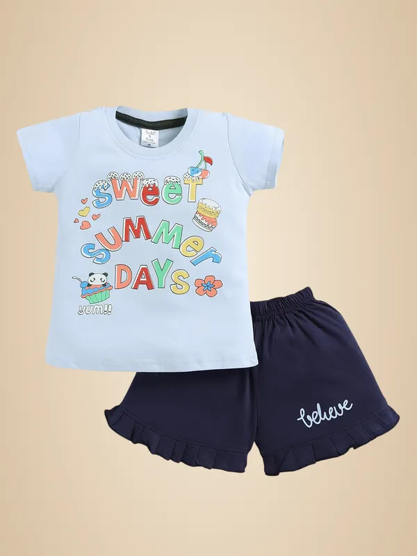 Sky_And_Navy_Cotton_T-Shirt_Shorts_Set_For_Girls