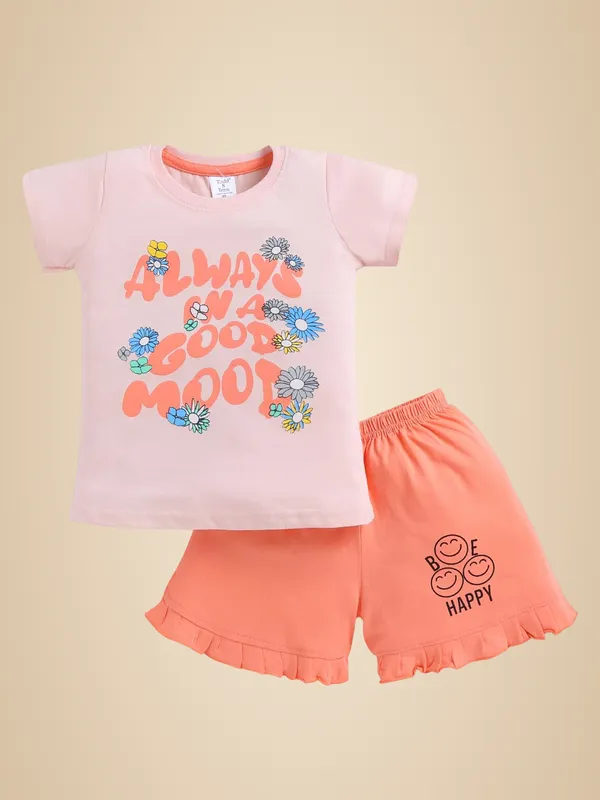 Pink_And_Orange_Cotton_T-Shirt_Shorts_Set_For_Girls