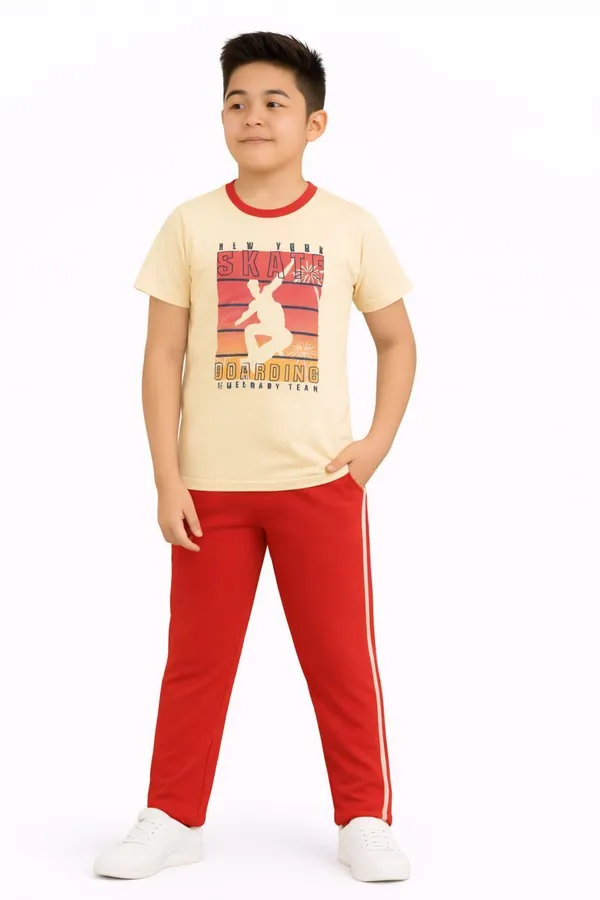 Beige_And_Red_Cotton_T-Shirt_Track_Pant_Joggers_Set_For_Boys
