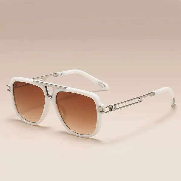 White_And_Brown_Aviator_Sunglasses_With_Gradient_Lens