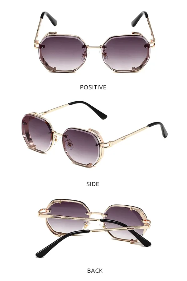 Black_And_Golden_Round_Double_Frame_Sunglasses_With_Gradient_Lenses