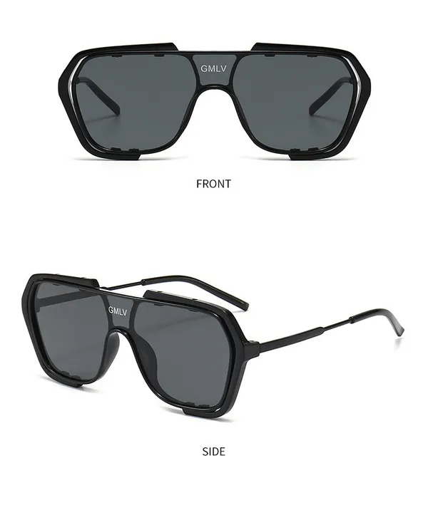 Black_And_Grey_Gmlv_Oversized_Square_Aviator_Sunglasses_Frame_With_Dark_Grey_Lenses