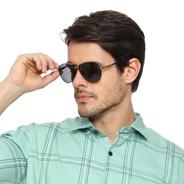 Gold_And_Black_Polarized_Aviator_Sunglasses_With_And_Frame