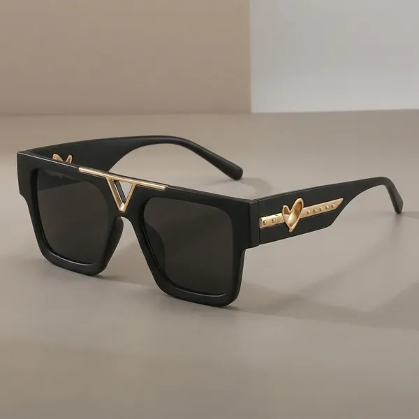 Black_And_Gold_Oversized_Square_Frame_Sunglasses_With_Metal_Accents