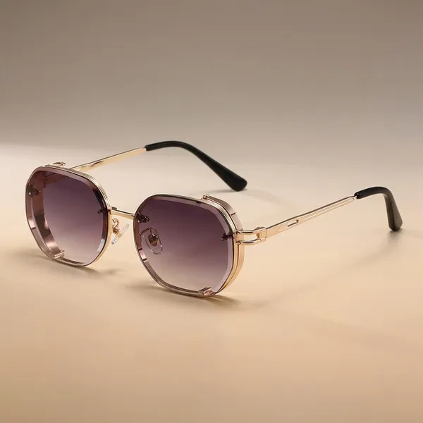 Black_And_Golden_Round_Double_Frame_Sunglasses_With_Gradient_Lenses