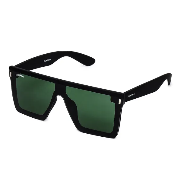 Green_&_Black_Flat_Top_Oversized_Square_Sunglasses_With_Lenses_Frame