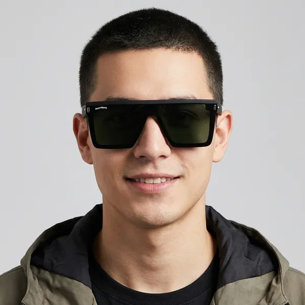 Green_&_Black_Flat_Top_Oversized_Square_Sunglasses_With_Lenses_Frame