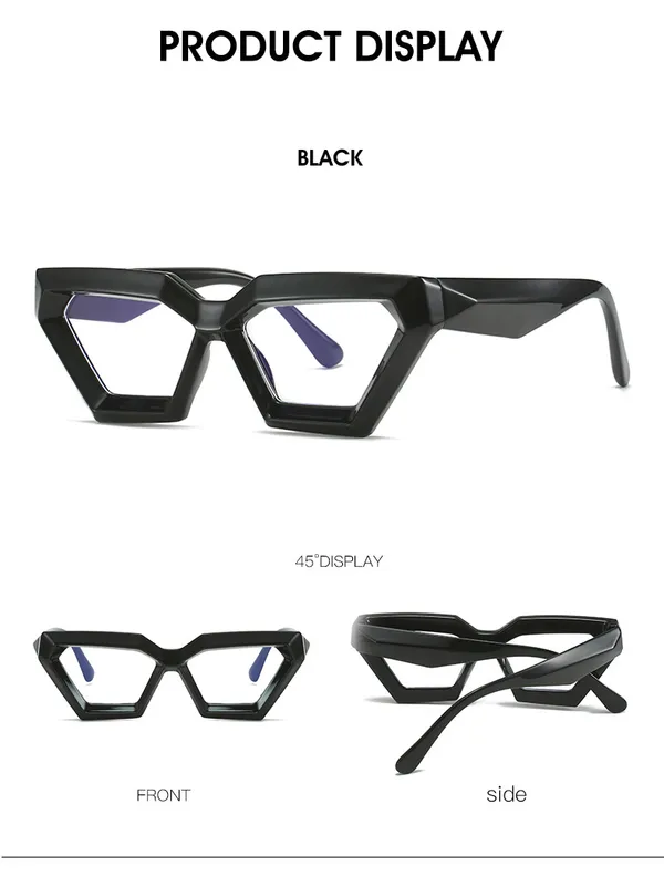 Black_Geometric_Pentagon_Shaped_Fashion_Eyeglasses_Frame